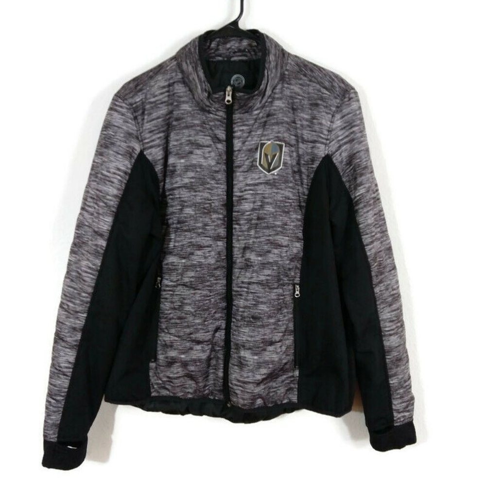 NHL Golden Knights Women's G-III Zip Puffer Jacket Black Spece Dye Size 2XL